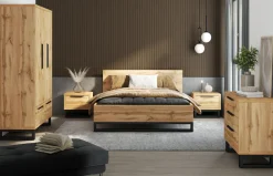 Home affaire Nachtkommode »Bronne,Breite 55 cm, Nachttisch mit 1 Schublade« Moderner Nachtschrank mit Kufen in Metalloptik, Metallgriff