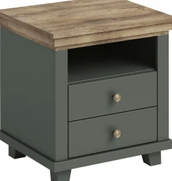 Home affaire Nachtkommode »Evora mit 2 Schubläden, Nachttisch in 2 verschieden Farben erhältlich« 52x42x54 cm (BxTxH), Beistelltisch mit MDF-Applikationen, Landhausstil