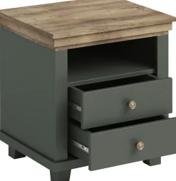 Home affaire Nachtkommode »Evora mit 2 Schubläden, Nachttisch in 2 verschieden Farben erhältlich« 52x42x54 cm (BxTxH), Beistelltisch mit MDF-Applikationen, Landhausstil