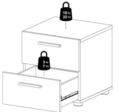 Home affaire Nachtkommode »Pepe, Nachttisch, Nachtschrank, Beistelltisch,« mit 2 Schubläden, Breite 40, Höhe 42 cm