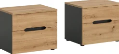 Home affaire Nachtkommode »REHAT, 2er Set, je 50x37x42 cm, inkl. 2 Schubkästen« TOPSELLER!, individuell platzierbar nicht nur im Schlafzimmer, 2 Stk. tlg. Nachttisch, Kommode, Nachtkonsole, Schubladenkommode