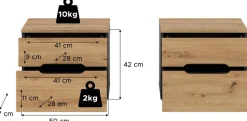 Home affaire Nachtkommode »REHAT, 2er Set, je 50x37x42 cm, inkl. 2 Schubkästen« TOPSELLER!, individuell platzierbar nicht nur im Schlafzimmer, 2 Stk. tlg. Nachttisch, Kommode, Nachtkonsole, Schubladenkommode