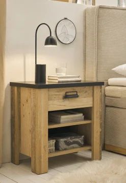 Home affaire Nachtkommode »SHERWOOD« mit Apothekergriff aus Metall, Schubkasten "Soft close", Breite 60 cm