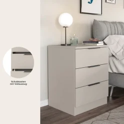 Home affaire Nachtkommode »Skarde Nachttisch Beistelltisch Kommode, Breite: 45 cm« 1 Stk. tlg. Skarde, Nachtkommode, 3 Schubkästen, kashmir