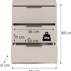 Home affaire Nachtkommode »Skarde Nachttisch Beistelltisch Kommode, Breite: 45 cm« 1 Stk. tlg. Skarde, Nachtkommode, 3 Schubkästen, kashmir