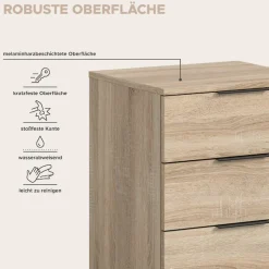Home affaire Nachtkommode »Skarde 2 Nachttische, jeweils Breite: 45 cm« Set, Sie bekommen 2Nachttische im Set, 2 Stk. tlg. Skarde, 2er Set Nachtkommoden, 3 Schubkästen, Sonoma Eiche NB