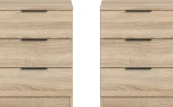 Home affaire Nachtkommode »Skarde 2 Nachttische, jeweils Breite: 45 cm« Set, Sie bekommen 2Nachttische im Set, 2 Stk. tlg. Skarde, 2er Set Nachtkommoden, 3 Schubkästen, Sonoma Eiche NB