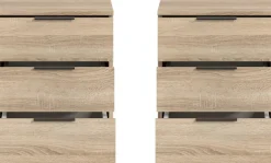 Home affaire Nachtkommode »Skarde 2 Nachttische, jeweils Breite: 45 cm« Set, Sie bekommen 2Nachttische im Set, 2 Stk. tlg. Skarde, 2er Set Nachtkommoden, 3 Schubkästen, Sonoma Eiche NB