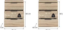 Home affaire Nachtkommode »Skarde 2 Nachttische, jeweils Breite: 45 cm« Set, Sie bekommen 2Nachttische im Set, 2 Stk. tlg. Skarde, 2er Set Nachtkommoden, 3 Schubkästen, Sonoma Eiche NB