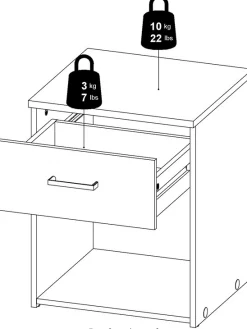 Home affaire Nachtkommode »Spce« Mit grauem Stangengriff, einfache Selbstmontage, für Schlafzimmer