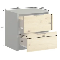 Home affaire Nachtkonsole »Nachttische Loreto (2 Stücke), Maße: B/T/H 44/35/46 cm« Set, Zwei Nachttische, 2 Stk. tlg. Nachttische (SET) mit 2 Schubladen und dezenten, metallischen Griffen