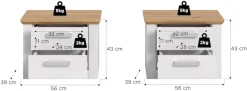 Home affaire Nachtschrank »COSENZA, 2er Set, Breite je 54cm, in Landhausoptik« 2er Set, inklusive je 2 Schubkästen mit Vollauszug,Nachtkommode, Nachtische, Kommode, Nako, Beistelltisch