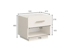Home affaire Nachttisch »CLAREI 2er Set, Nachttischen mit 1 Schublade, Maße B/H/T: 53/48/44 cm« Set,Set, 2 St., mit goldenen Kunststoffgriffen, Maße B/T/H: 53/22/48 cm