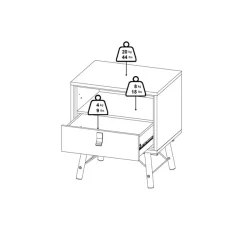 Home affaire Nachttisch »RY« Breite/Höhe 53/60 cm, 1 offenes Fach, 1 Schublade