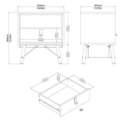 Home affaire Nachttisch »RY« Breite/Höhe 53/60 cm, 1 offenes Fach, 1 Schublade