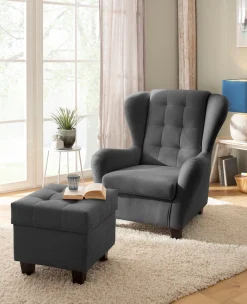Home affaire Ohrensessel »Alexander, B: 92 cm, Sitzhöhe: 44 cm« Set: mit Hocker