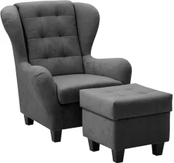 Home affaire Ohrensessel »Alexander, B: 92 cm, Sitzhöhe: 44 cm« Set: mit Hocker