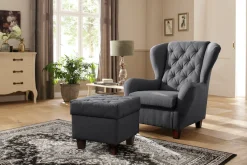 Home affaire Ohrensessel »Alexander, B: 92 cm, Sitzhöhe: 44 cm« Set: mit Hocker