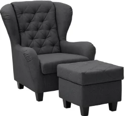 Home affaire Ohrensessel »Alexander, B: 92 cm, Sitzhöhe: 44 cm« Set: mit Hocker