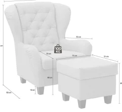 Home affaire Ohrensessel »Alexander, B: 92 cm, Sitzhöhe: 44 cm« Set: mit Hocker