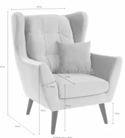 Home affaire Ohrensessel »Hemmink, Sessel, Loungesessel« mit Knopfheftung