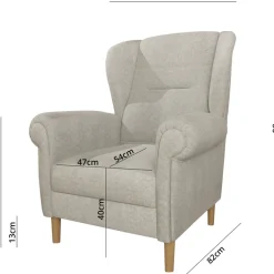 Home affaire Ohrensessel »OSTIANO B/T/H: 80/82/98 cm, Sessel« Einzelstück, dicke geschwungene Armlehnen, uni und kariert