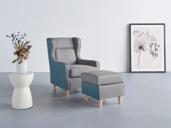 Home affaire Ohrensessel »Thisted, B: 73 cm, Sitzhöhe: 46 cm« farblich abgesetzt - modern und frisch