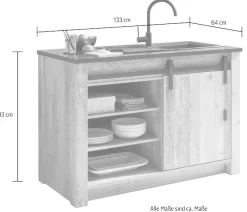 Home affaire Pantryküche »Sherwood« Breite 131 cm, ohne E-Geräte