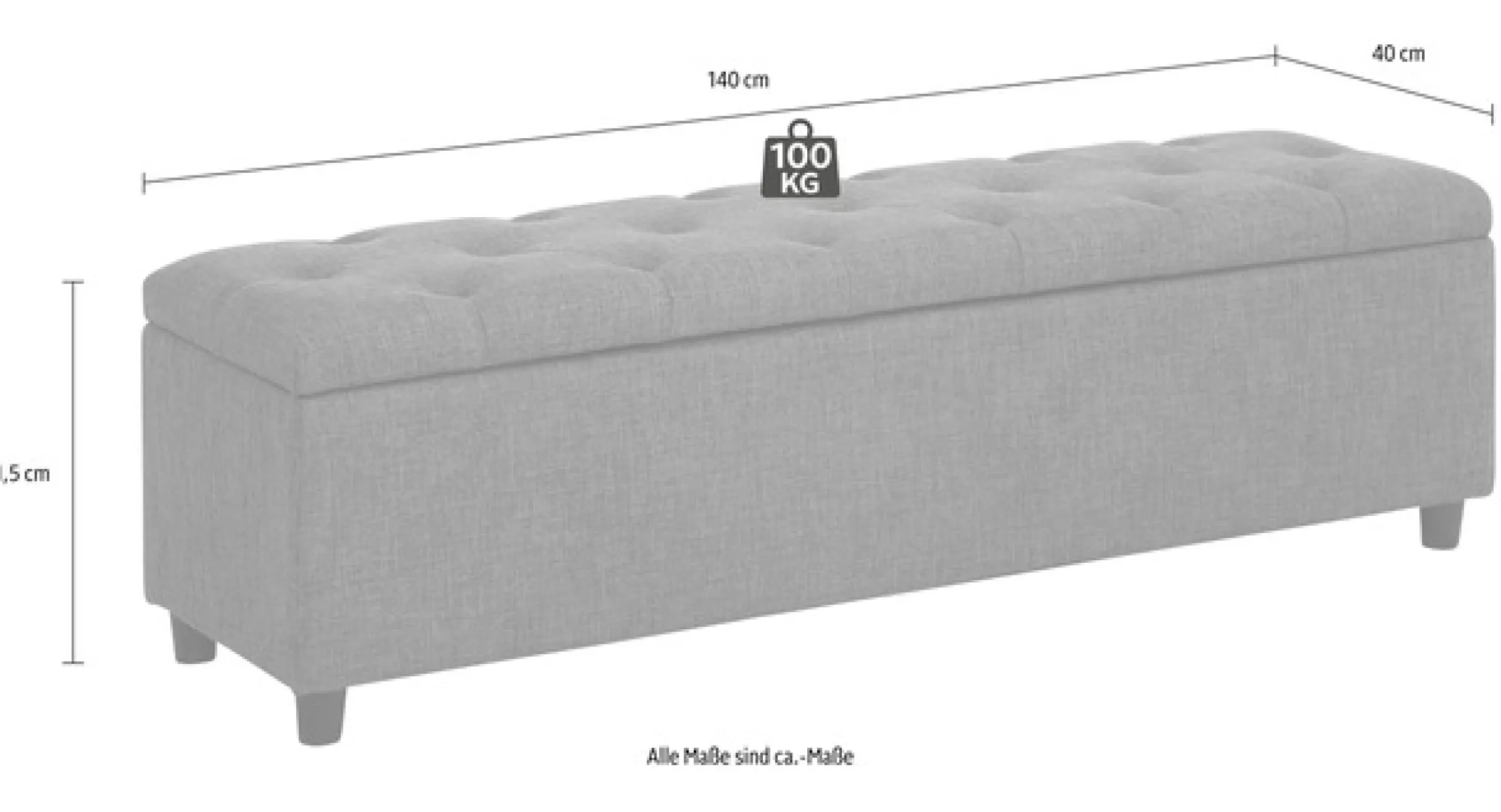 Home affaire Polsterbank »Goronna« in 5 Farben, Sitzhöhe 41,5 cm, als Garderobenbank geeignet
