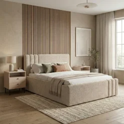 Home affaire Polsterbett »AESSIA in 2 Breiten- 160 und 180 cm, mit/ohne Bettkasten, Chenille« Stauraumbett, gepolstertes Kopfteil, ohne Matratze, modernes Design