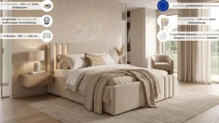 Home affaire Polsterbett »AESSIA in 2 Breiten- 160 und 180 cm, mit/ohne Bettkasten, Chenille« Stauraumbett, gepolstertes Kopfteil, ohne Matratze, modernes Design