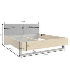 Home affaire Polsterbett »Bett Loreto, Maße: B/T/H 185,5/211/98 cm« Bett 180x200 cm mit gepolstertem Kopfteil