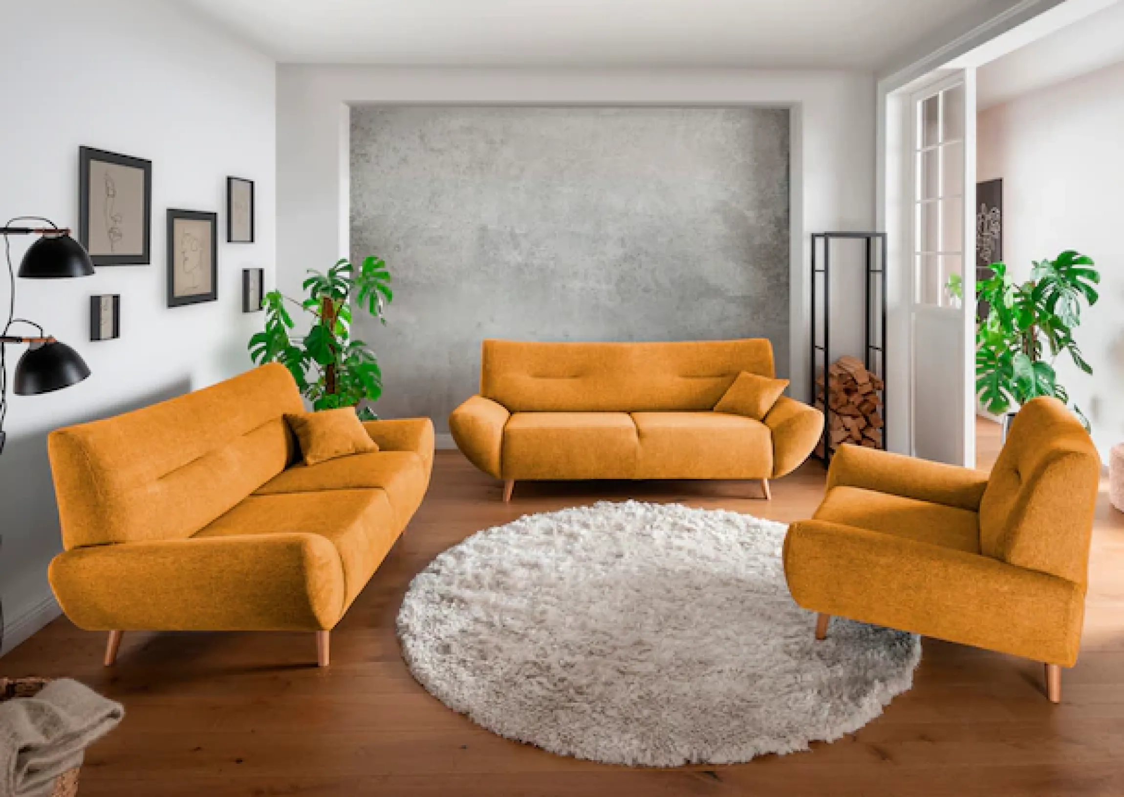 Home affaire Polstergarnitur »Drago elegant und zeitlos, komfortabel, moderne Formensprache« Set, 3-Sitzer, 2-Sitzer und Sessel, 3 Stk. tlg. Set 3-2-1,bequem, versch. Stoffe, inkl. 2 Zierkissen
