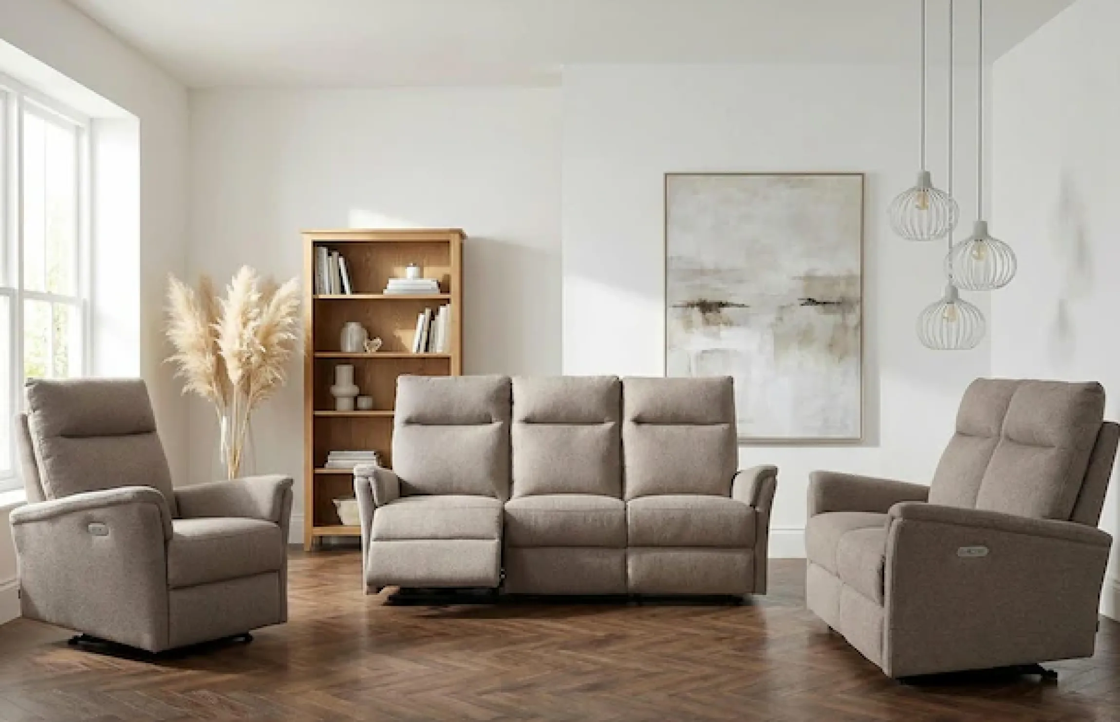 Home affaire Polstergarnitur »FINNARA, 3+2+1, elelektrische Relaxfunktion, USB A/C« Liegefunktion 105°-135°, Federkern,