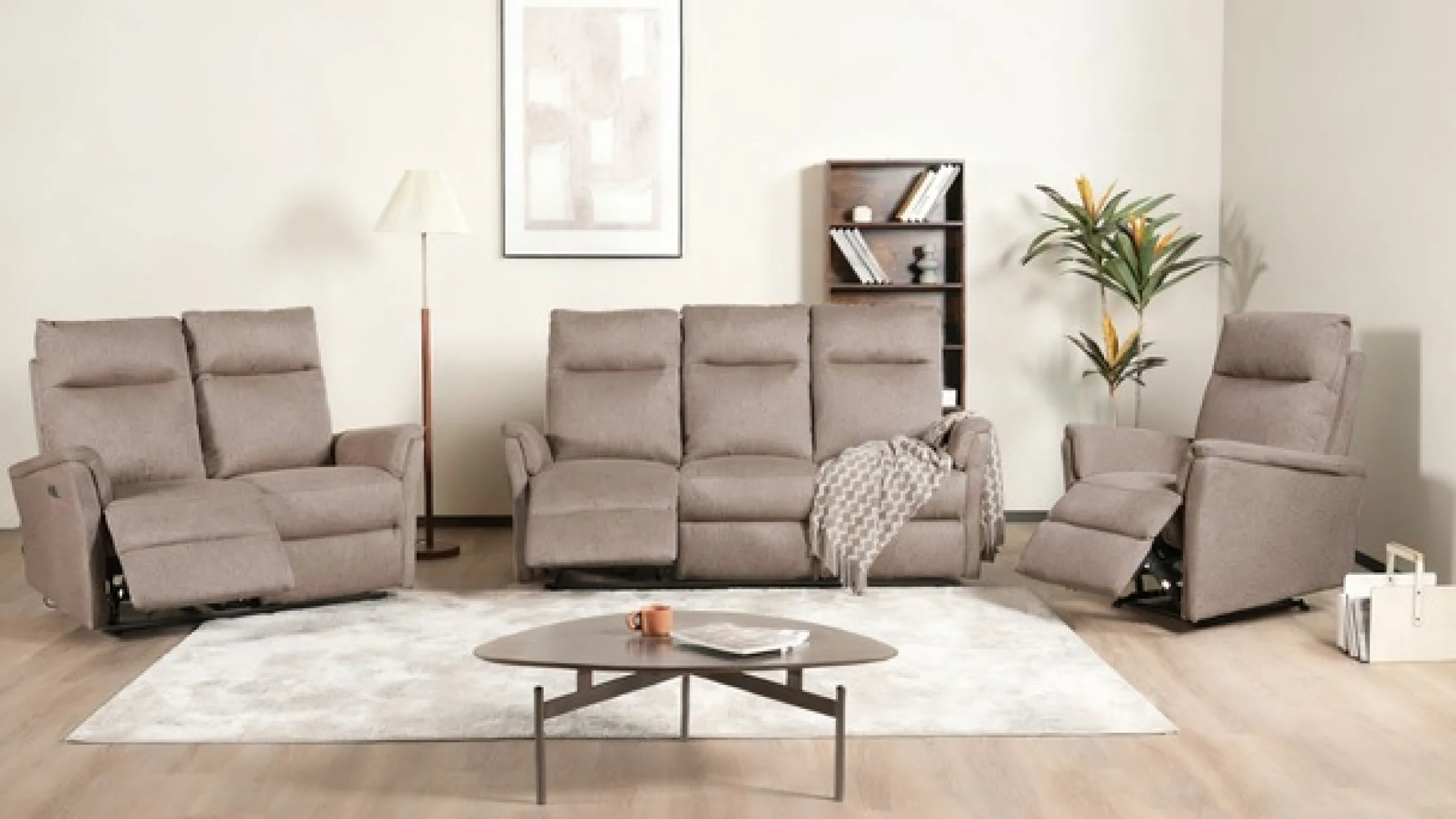 Home affaire Polstergarnitur »FINNARA, 3+2+1, elelektrische Relaxfunktion, USB A/C« Liegefunktion 105°-135°, Federkern,