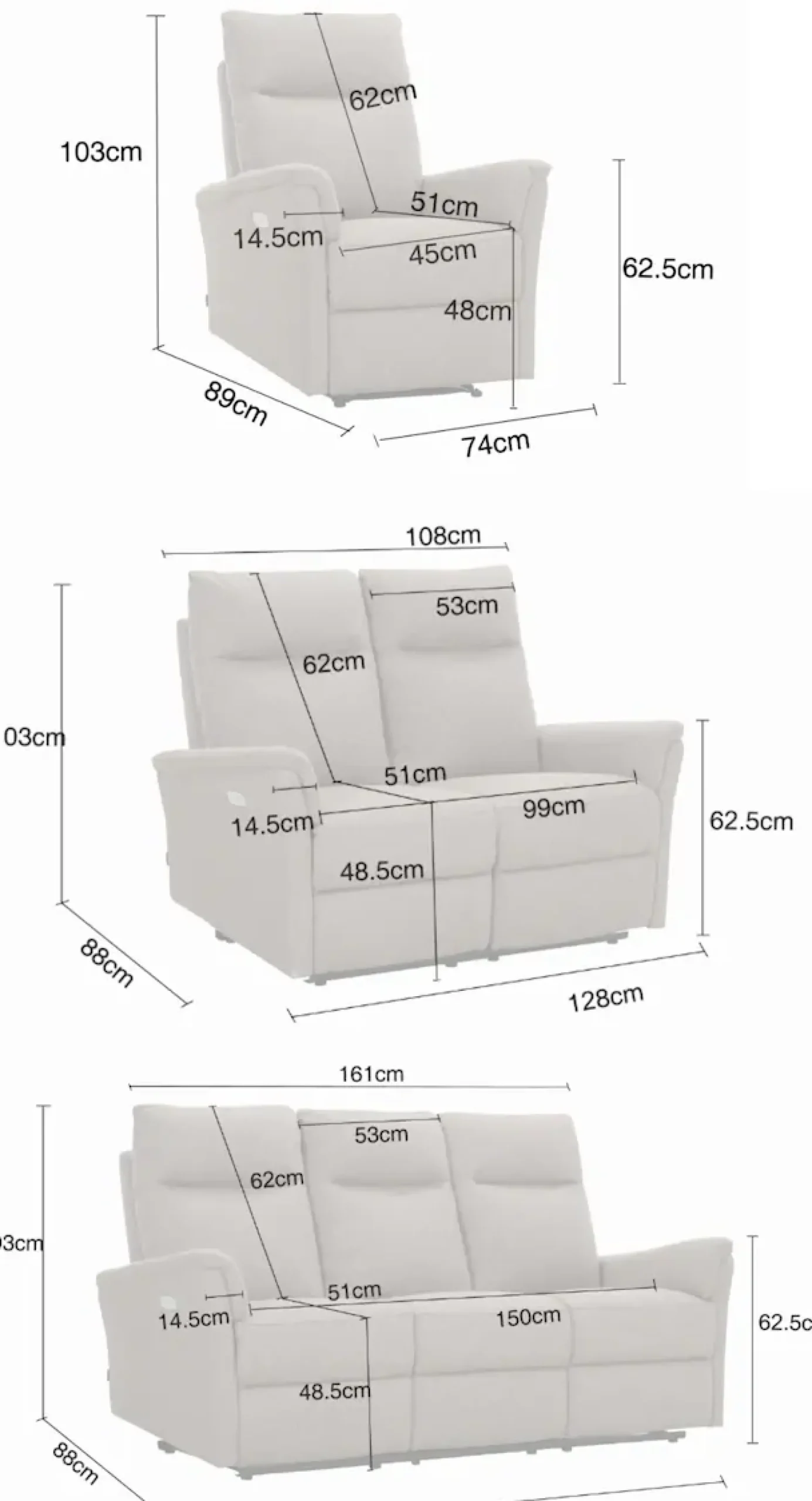 Home affaire Polstergarnitur »FINNARA, 3+2+1, elelektrische Relaxfunktion, USB A/C« Liegefunktion 105°-135°, Federkern,