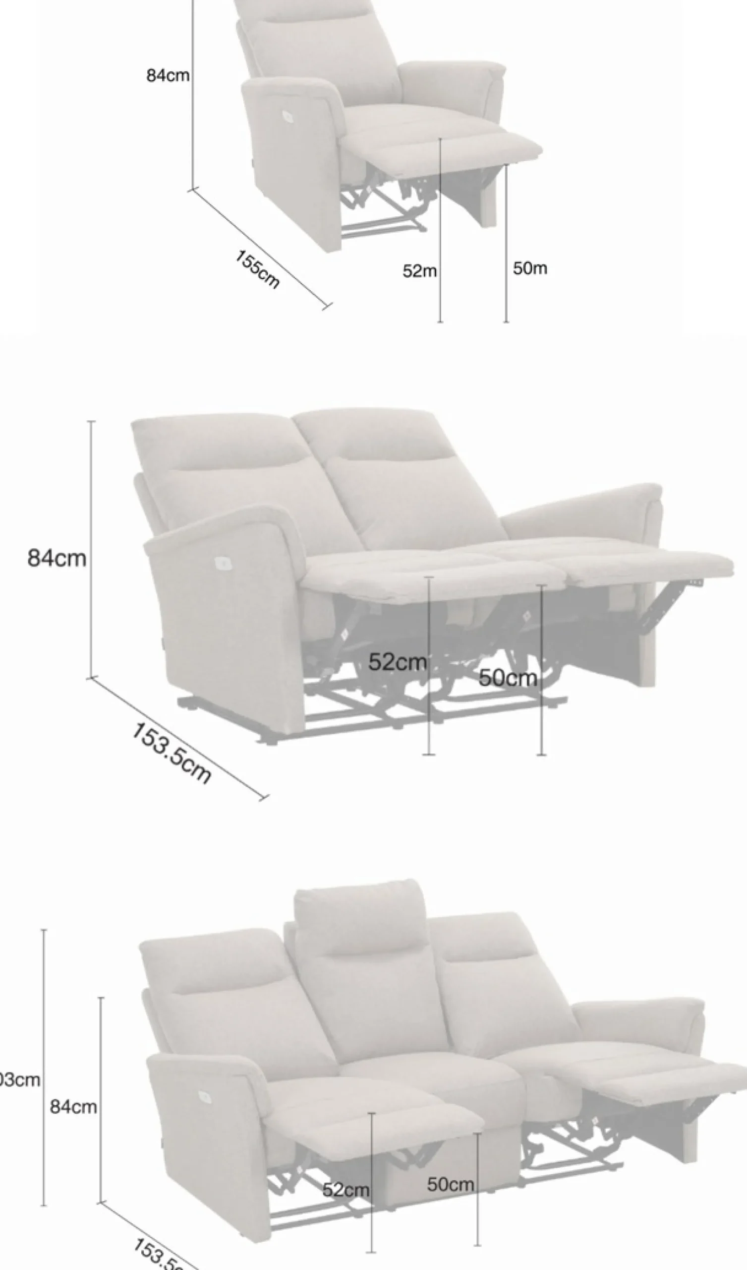 Home affaire Polstergarnitur »FINNARA, 3+2+1, elelektrische Relaxfunktion, USB A/C« Liegefunktion 105°-135°, Federkern,
