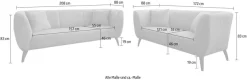 Home affaire Polstergarnitur »Lazio modern und bequem, schmale Armlehnen, tolle Detailverarbeitung« Set, 3-Sitzer und 2-Sitzer, 2 Stk. tlg. zwei verschiedene Fußfarben wählbar