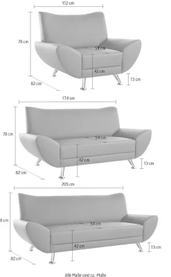 Home affaire Polstergarnitur »Saltare elegant & komfortabel, , 3-2-1, bequem, Designfuß« 3 Stk. tlg.