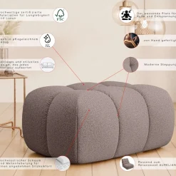 Home affaire Polsterhocker »AURELIAN, passend zum Sessel, Maße B/T/H: 88,5/53/43 cm« mit Wellenunterfederung, in verschiedenen Materialien und Farben