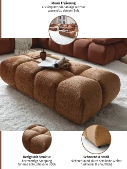 Home affaire Polsterhocker »Cozy Bubble, mit eleganter Steppung, weich gepolstert, 143x73 cm« 1 Stk. tlg. passend zum Sofa und dem drehbaren Sessel der Graceland-Serie