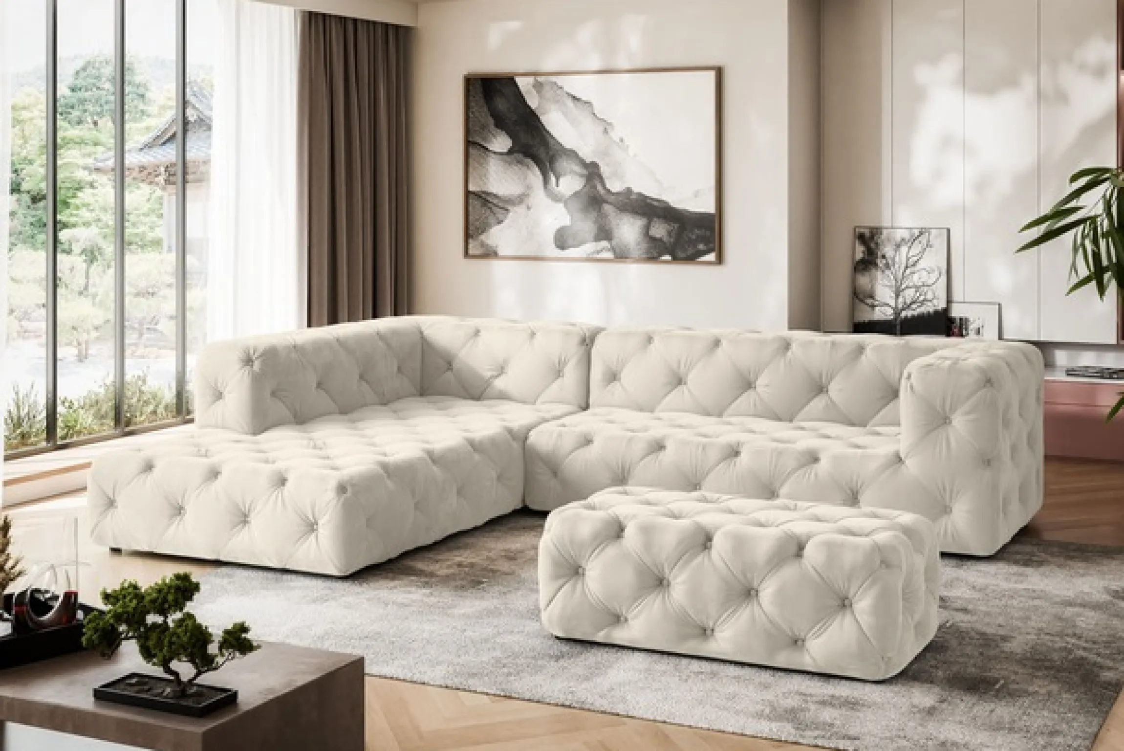 Home affaire Polsterhocker »FOLLINA« Polsterhocker mit klassischer Chesterfield-Knopfheftung