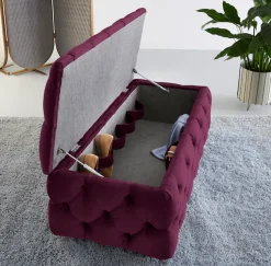 Home affaire Polsterhocker »KALINA, hochwertige Knopfheftung, B/T/H: 120/55/45 cm« mit Staufach und innenliegenden Laschen zur besseren Aufbewahrung