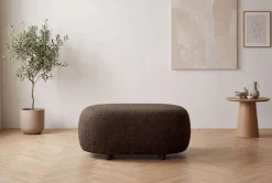 Home affaire Polsterhocker »OSTRUP, Naturtöne, Boucle oder Chenille« 90x64 cm, organische Form mit sanften Rundungen