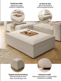 Home affaire Polsterhocker »Watertown, XXL Hockerbank passend zum Sofa - ideal als Beistellmodul« erweiterbare Hockerbank mit weicher Polsterung