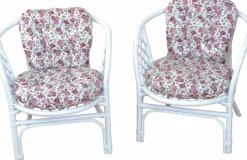 Home affaire Rattanstuhl »Rattansessel« () 2erSet aus Rattan mit Kissenauflage, im Röschendessin, Breite 66 cm