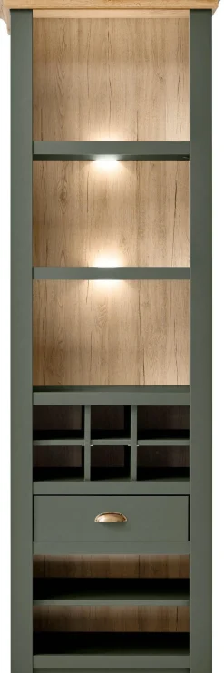 Home affaire Regal »Cambridge, Standregal im Landhausstil, Mehrzweckschrank, Hochschrank« schöne Kranzoptik, messingfarbene Metallgriffe, 207 cm hoch