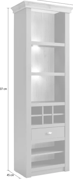 Home affaire Regal »Cambridge, Standregal im Landhausstil, Mehrzweckschrank, Hochschrank« schöne Kranzoptik, messingfarbene Metallgriffe, 207 cm hoch