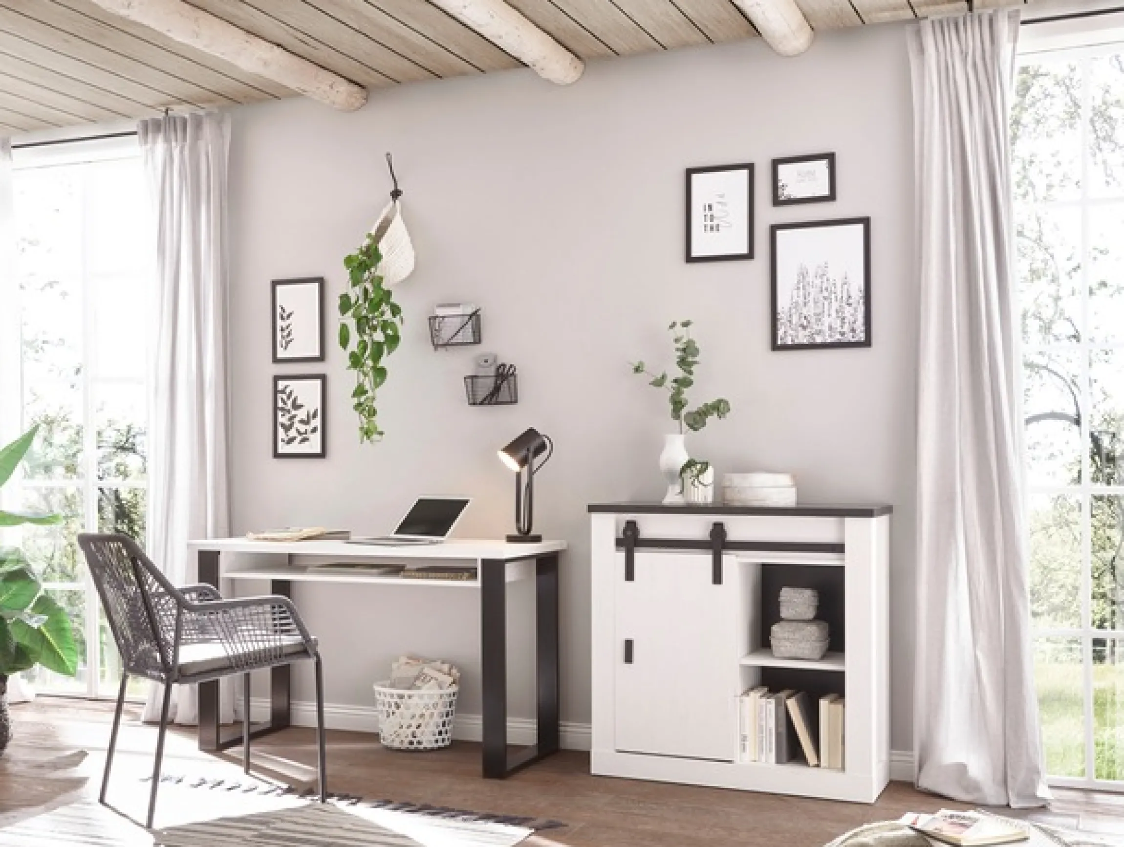 Home affaire Regal »SHERWOOD« modernes Holz Dekor, mit Scheunentorbeschlag aus Metall, Breite 93 cm