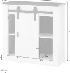 Home affaire Regal »SHERWOOD« modernes Holz Dekor, mit Scheunentorbeschlag aus Metall, Breite 93 cm